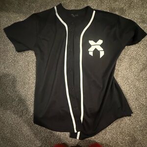 Excision rave edm headbanga Black Baseball Jersey with White Trim